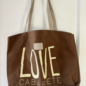 Brown 'LOVE' Canvas Tote Bag